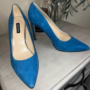 Blue Suede Tatiana Pointy Toe Pumps